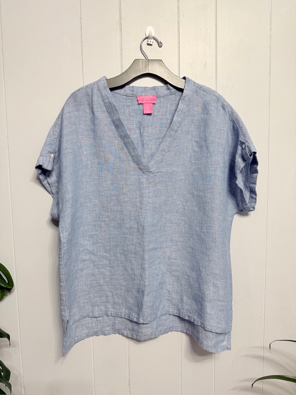 #17) Isaac Mizrahi Light Blue V-Neck Linen Tunic